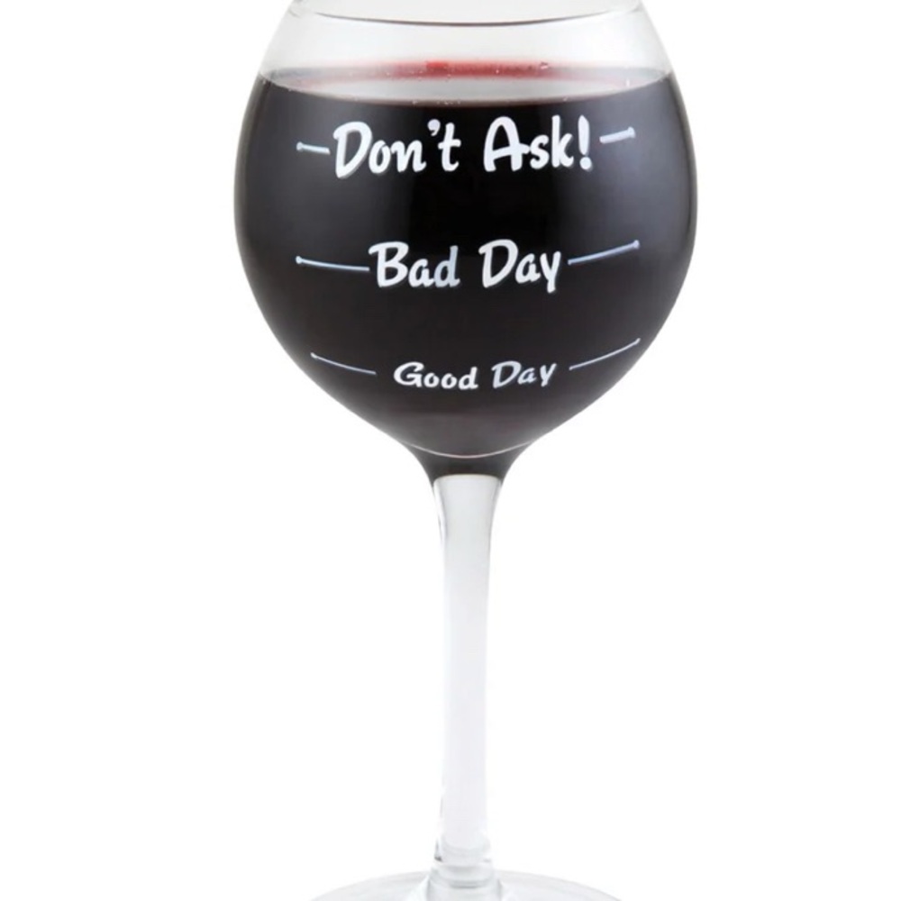 12oz Engraved Wine Glass with Fun Text, New with Box